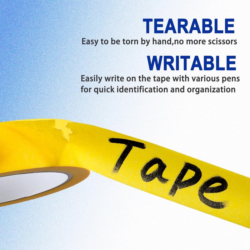 G GEYYANG 2 Pack Yellow Painters Tape - Yellow Masking Tape 1 Inch Wide - Multi-Surface, Smart Adhesion, Indoor & Outdoor - Paint Tape for DIY, Labeling, Art, Car, General Purpose - 180FT Total - Image 4